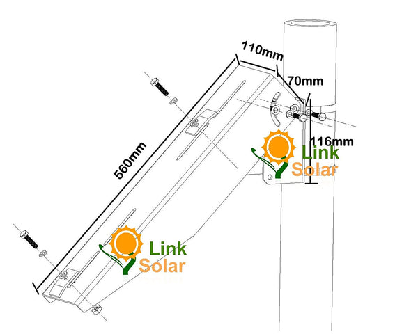 Solar Panel Pole Mount Kit Single Arm Pole-wall Mounting Brackets Support Solar Panels from 5W to 50W - Ncharger,LINKSOLAR