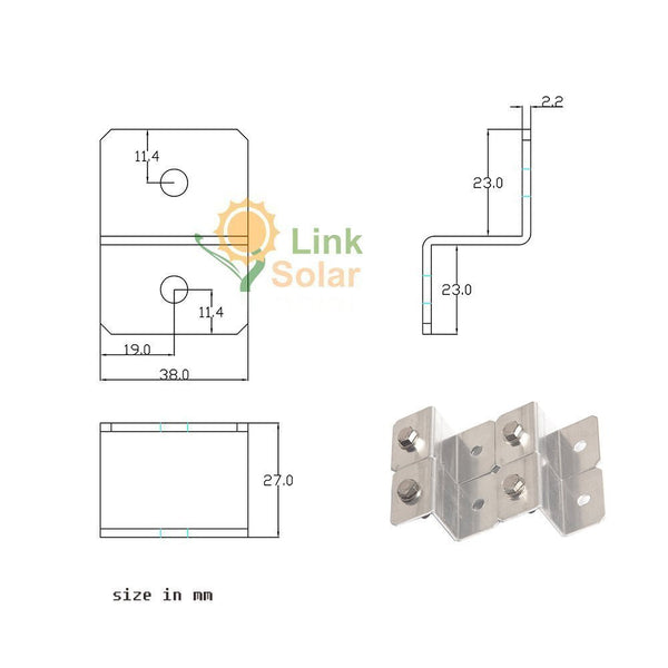 Solar Panel Mount Z Bracket Mounting Kit for RV Boat Off Grid Roof (38mm Width Support Solar Panels Up to 80W) - Ncharger,LINKSOLAR